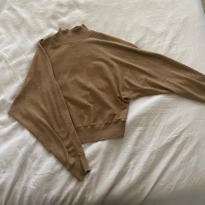 H&M Turtleneck Knit Camel Sweater Balloon Sleeves XS